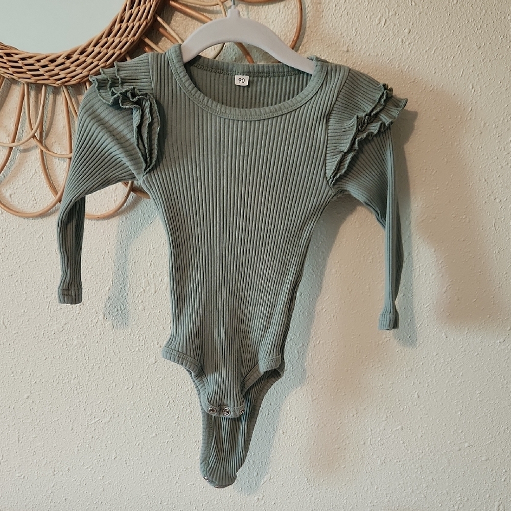 Kids Green Ribbed One Piece